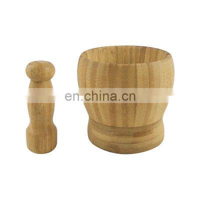 Bamboo Mortar and Pestle Garlic Press Ginger Crusher Spices Grinding Set Garlic Mincer Herb Spice Masher Grinder Chopper Kitchen photo-3