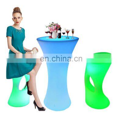 event wedding table and chairs/night club home bar furniture glowing decoration chair bar led waterproof plastic led stool chair