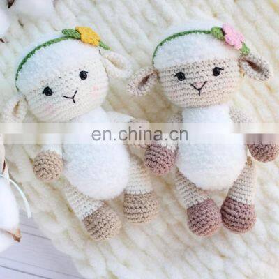 High Quality Crochet Pattern Amigurumi Little Lamb With Flower Baby Gift Newborn Toddler Present Cheap Wholesale photo-3
