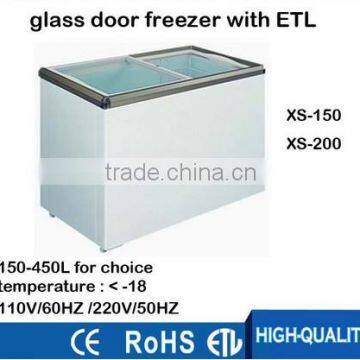 Small sliding glass door ice cream Freezer Showcase, supermarket deep Freezer showcase