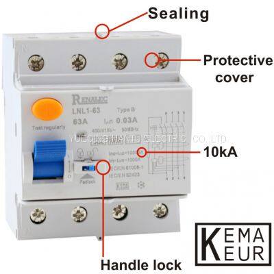 Wholesell 4p B Type RCCB Htl1-63 Detect High Frequency AC and Smotth DC Earth Residual Currents photo-3