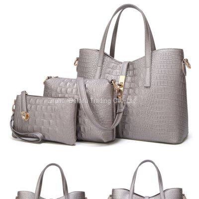 Popular and cost-effective alligator print three-piece handbag for ladies