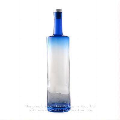 500ml 700ml 750ml 1 Liter Flat Shoulder Color Coating Glass Bottle Wholesale Gold Supplier SinoBottles Packaging