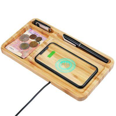 Multi-functional Wireless Magnetic Charger Mobile Phone Charging Storage Box Integrated Bamboo Box High-efficiency Charging