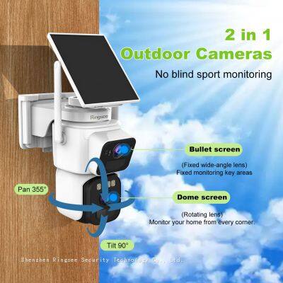 Ringsee 4K Dual Lens PTZ Camera WiFi Two-way Audio Solar-powered Security Camera for Home Security photo-2
