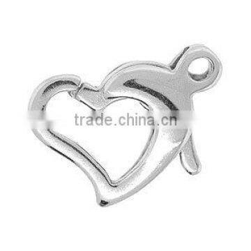 13x9mm Silver Plated Heart Shaped Lobster Claw Clasp Fashion Lobster Clasp For Decoration