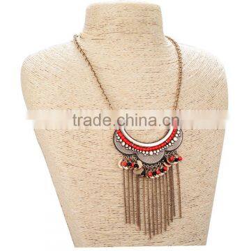 2015 YiWu new products Europe and the United States big national wind necklace Arc alloy tassel sautoir