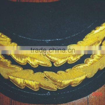 Hand Machine Embroidery Bullion wire Cap Visor Blazer Badges