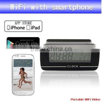 WIFI IP Remote Alarm Clock Wireless Hidden Camera Video Surveillance