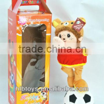 13CM Plush musical dancing doll with football,Animal Doll toys