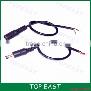 DC power cable 5.5/2.1mm male and female with wire solder