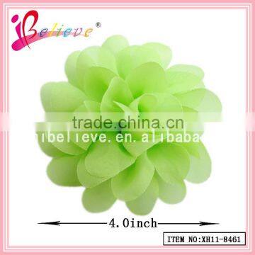 Chinese supplier budget hair ornament green chiffon flower fashion hair clip (XH11-8461)