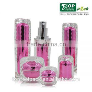 Crystal Clear High Quality Double Layers High End Cosmrtc Packaging Round Waist Acrylic Crean Jar and Lotion Bottle