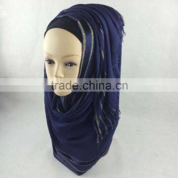 New Hijab Golden Shimmer Striped Viscose Islamic Scarf Quality Choice photo-4