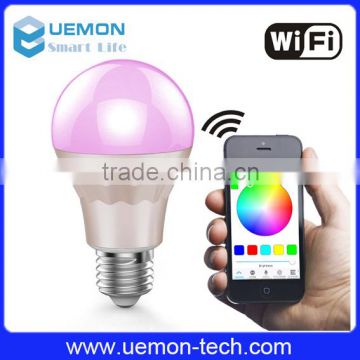 Wifi controlled led colorful smart light bulb 7W E26 E27 RGBW wifi led bulb