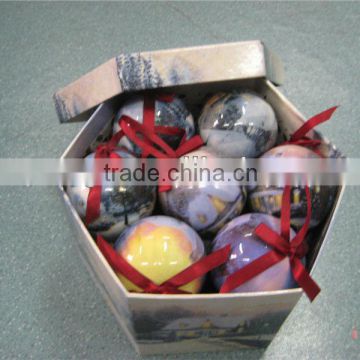 Hot selling 2013 5cm6cm7cm8cm New Painting Christmas balls Paper Christmas balls Foam Christma balls