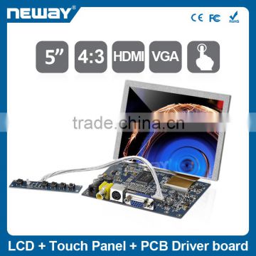 5 inch abundant OS support 4-WIRES resistive touch panel with AV input