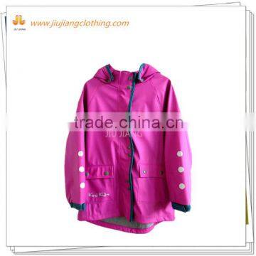 girl's fashionable jacket in solid color waterproof jacket with new design