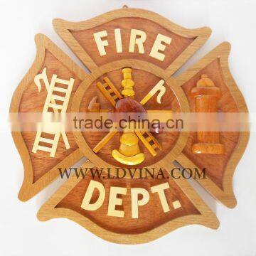 FIRE DEPARTMENT HANDCRAFTED WOODEN PLAQUE