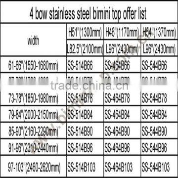Uv Resisitant 4 Bow Stainless Steel Tubes Sunbrella Bimini Top photo-4