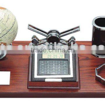 wooden desktop set,notepad,pen cup,globe,name card holder