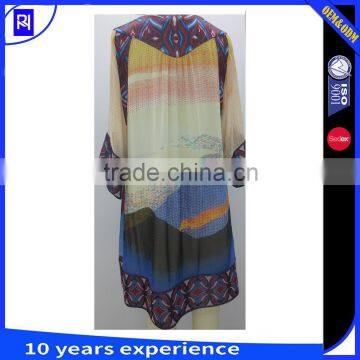 100% Silk Chiffon Digital Print Combo Casual Straight Dress Women Long Sleeve Elegant Graceful photo-2