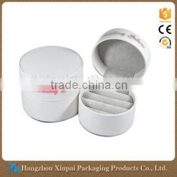 Round white pu leather jewelry ring box