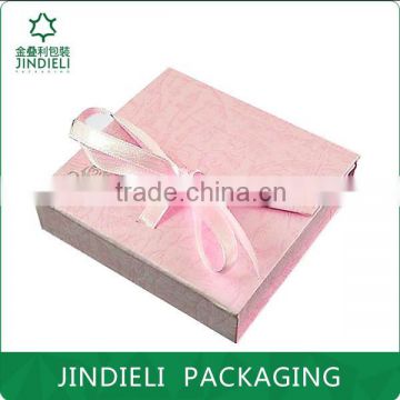 pink jewelry necklace box with bowknot ribbon