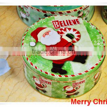 China Alibaba wholesale silver tin box/metal tin container/christmas round tin box