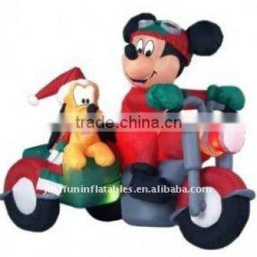 2012 hot sale mini inflatable christmas Mickey Mouse on Motorcycle