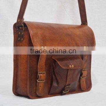 Real Leather Vintage Messenger Bag Shoulder Cross Body Bag Hippie Bag Briefcase