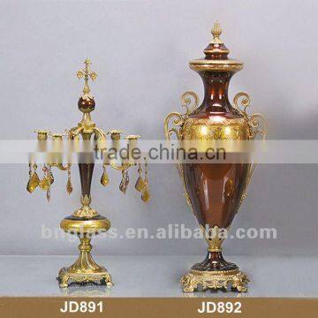 Classical Art Glass Candle Holder and Jar