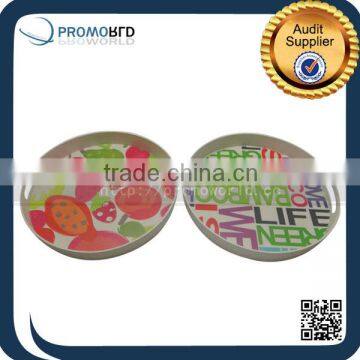 Eco-friendly Round Tray With Handles Bamboo Fiber Large Serving Tray