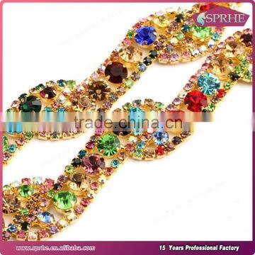 Rhinestone Brass Cup Chain