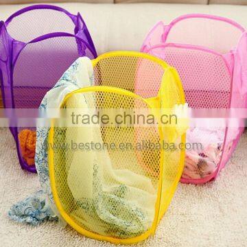 Mesh Folding Colorful Laundry Clothes Basket photo-2