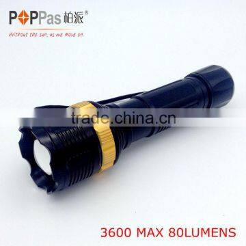 1W powerful led Zoom adjustable flashlight powered by 3AA batteries