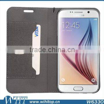 Woven Design Cellphone Case for S6,China Supplier for S6 Flip Leather Case photo-2
