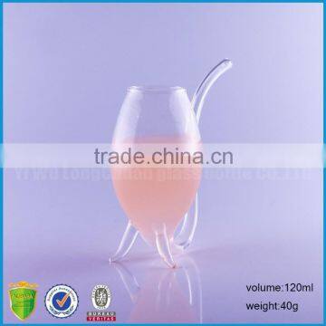 120ml Drinking Glass Wine Cup With Straw photo-3