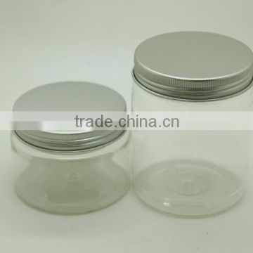 150ml 300ml PET plastic large makeup jar with aluminum cap