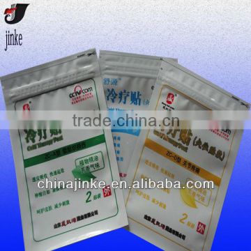 Cooling paste packaging bag with zipper