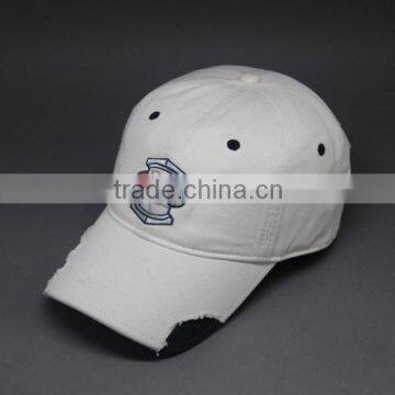 2015 COTTON FABRIC EMBROIDERY FRAYED BILL SPORTS CAP