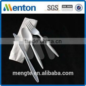 2.5g pp fork spoon knife with napkin for restaurant