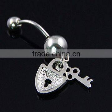Lock and Key Dangle Belly Button Navel Ring
