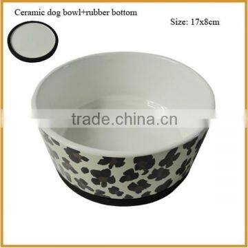 round ceramic dog bowls with rubber bottom ceramic pet bowls for sales