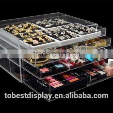 beautiful 4 tiers clear custom acrylic jewelry display case,acrylic jewelry box,acrylic jewelry organizer