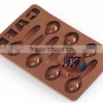 7 Holes Food Grade Silicone 3d Cafe Chocolate Spoon Mould photo-2