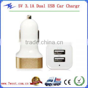 Universal 5V 3.1A Car Charger Double 2USB Car Adapter, Auto Chargers for Ipod Iphone