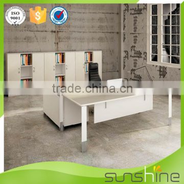 Sunshine Furniture Modern White Office Desk With Frame Mfc Manager Table With Long Side