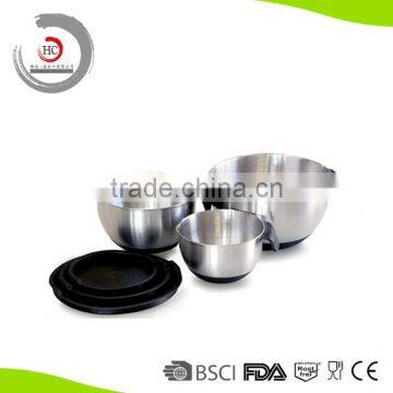 Stainless steel whisk&mixing bowl set of 3 with handle(black)
