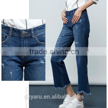 newest fashion women teen girls slim long ripped jeans trousers cow bells for women